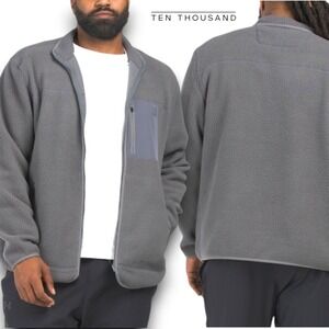 New Ten‎ Thousand Fleece Full Zip Sherpa Size XXL Gray Technical Zip Pocket